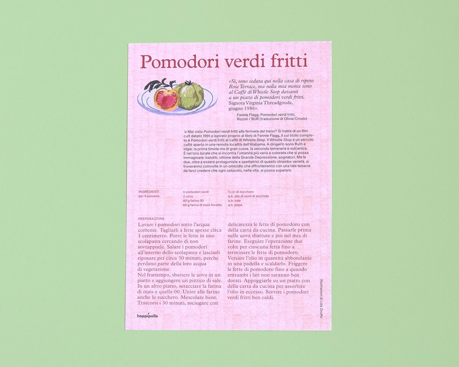 Cartolina, Ricetta illustrata Pomodori verdi fritti